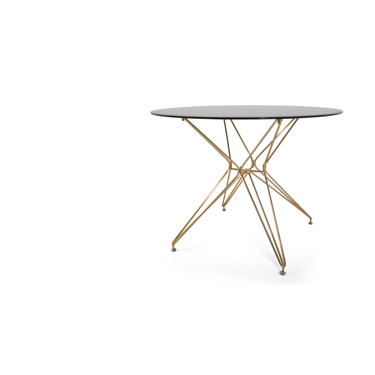 Belden 4 Seat Round Dining Table, Smoked Glass and Brushed Brass – image 2