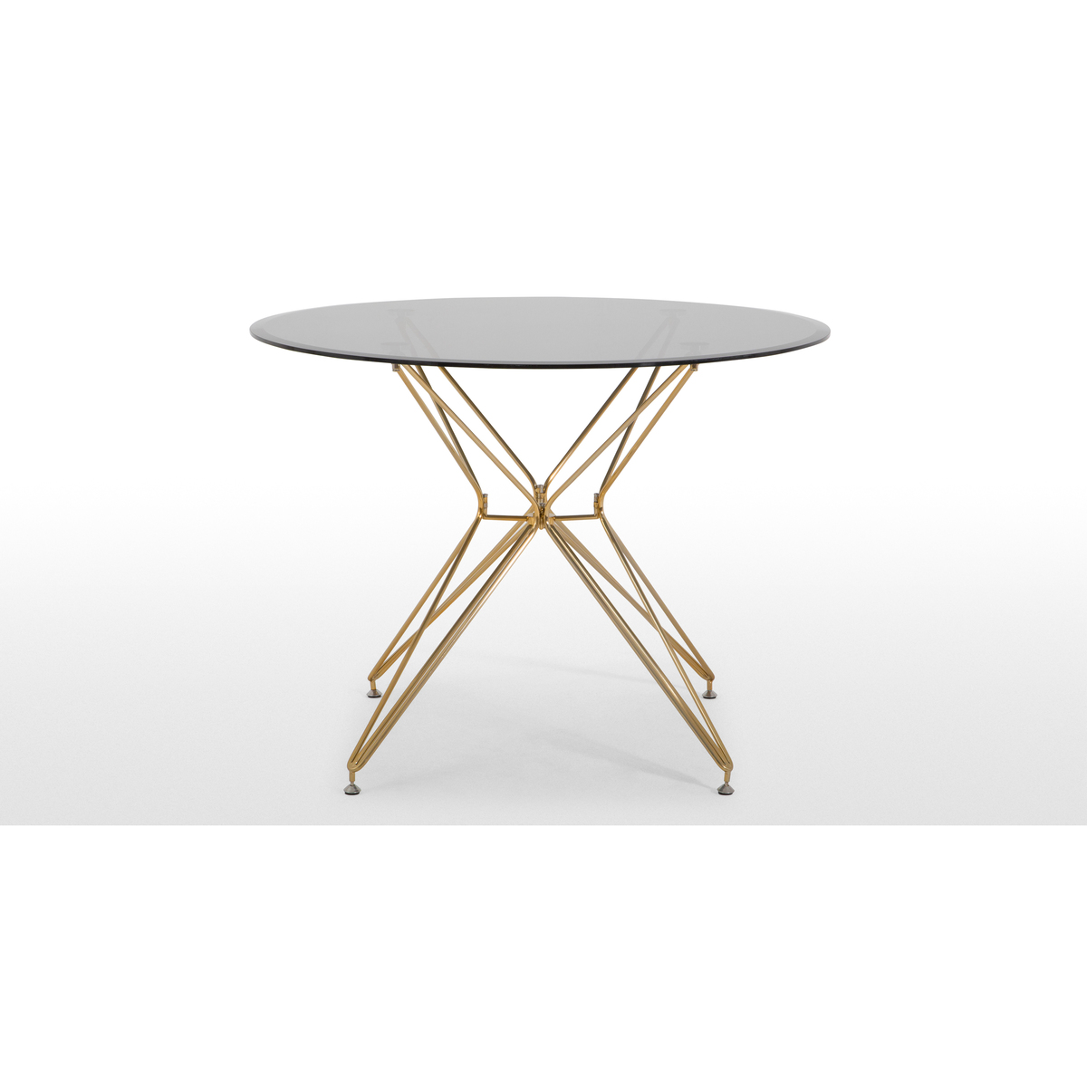 Belden 4 Seat Round Dining Table, Smoked Glass and Brushed Brass – image 5