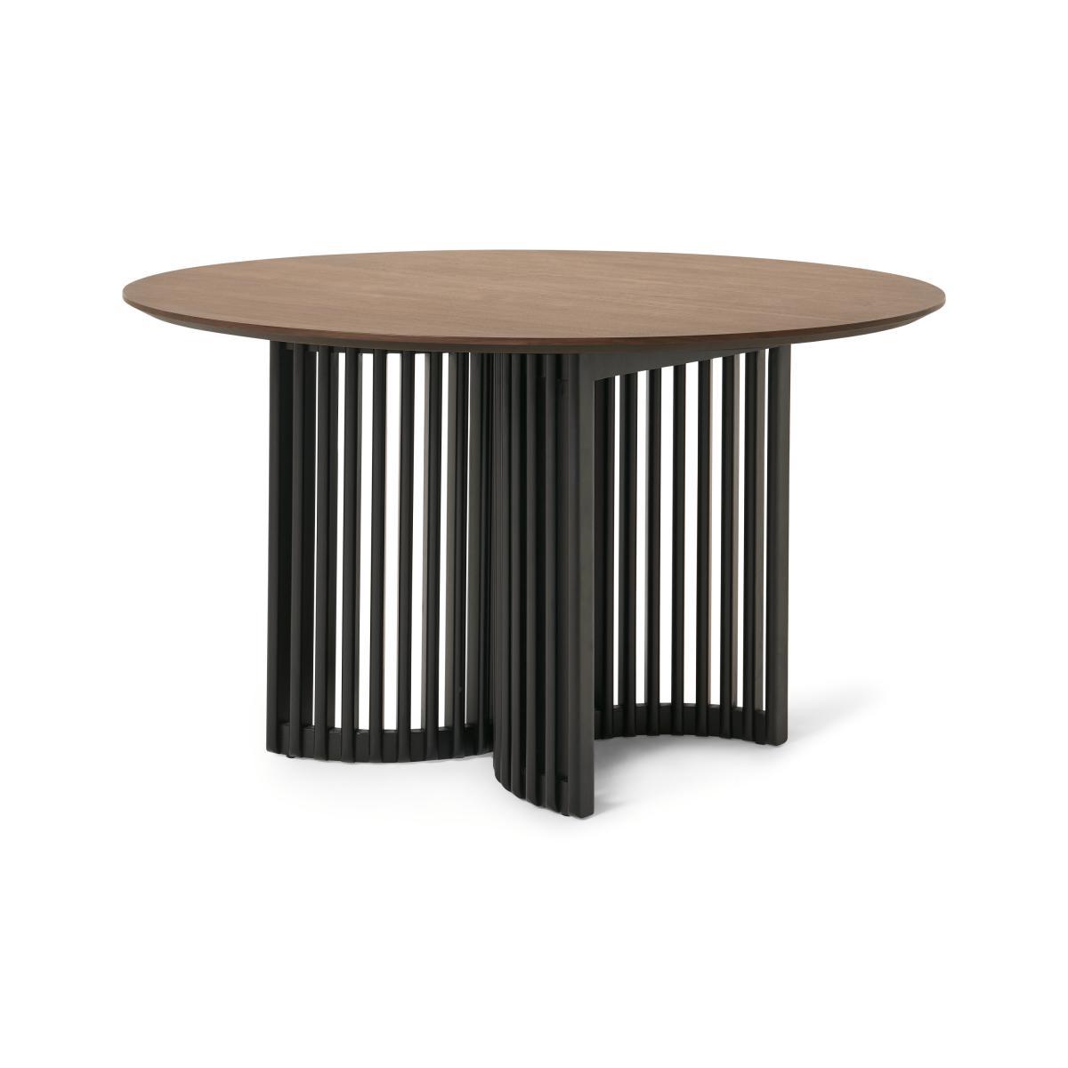 Zaragoza 4 Seat Round Dining Table, Walnut & Charcoal Black – image 2