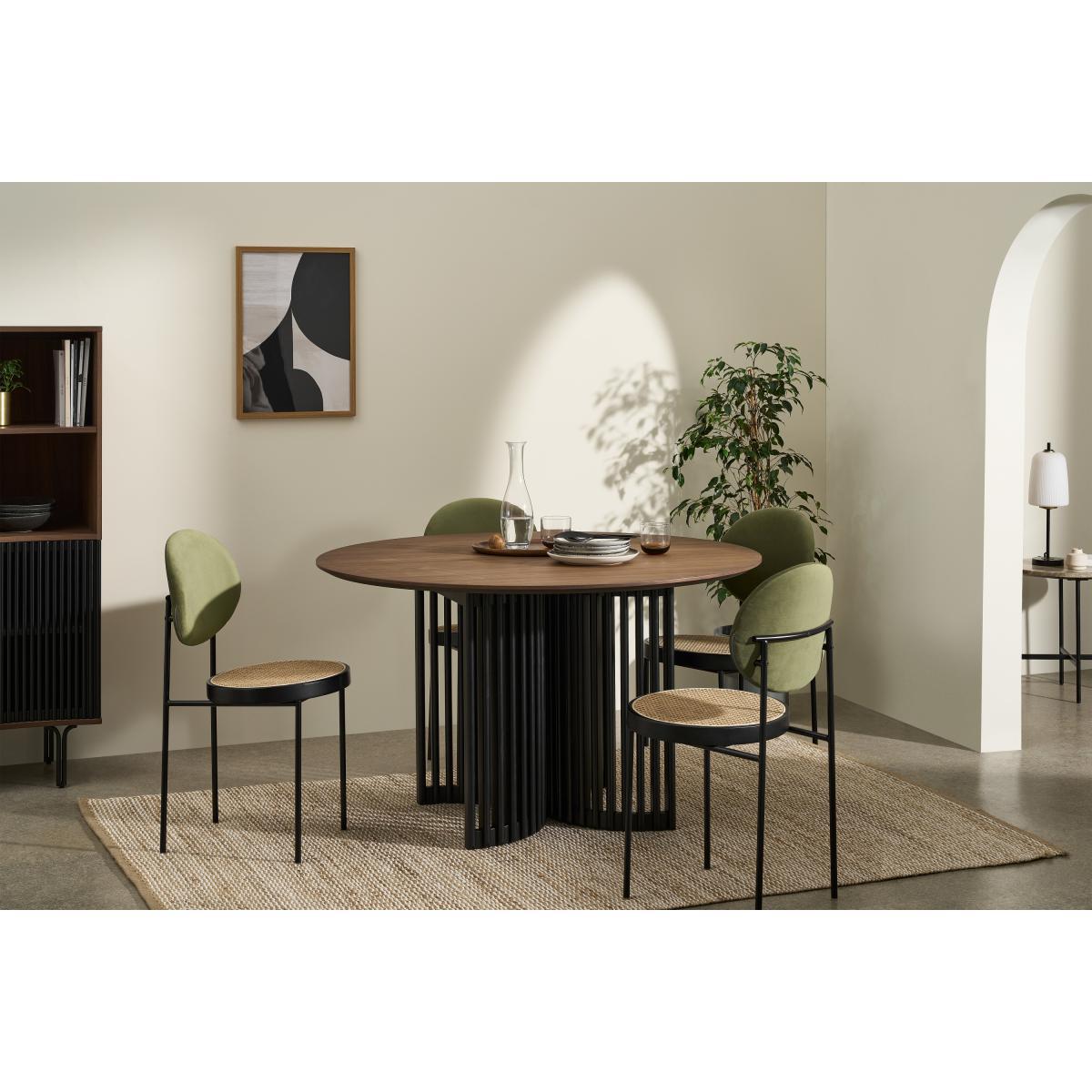 Zaragoza 4 Seat Round Dining Table, Walnut & Charcoal Black – image 3