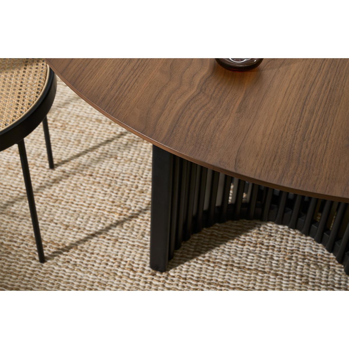 Zaragoza 4 Seat Round Dining Table, Walnut & Charcoal Black – image 4