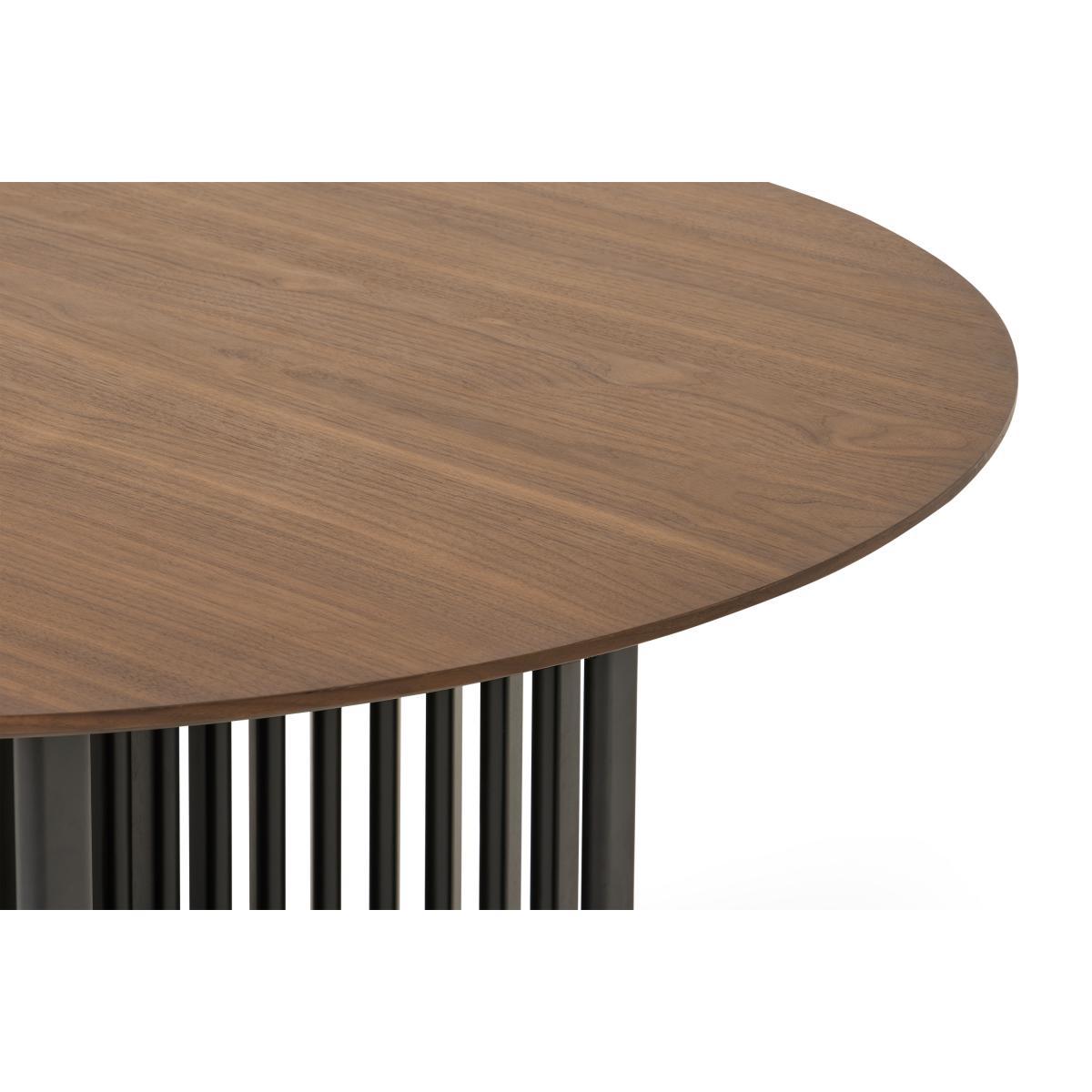 Zaragoza 4 Seat Round Dining Table, Walnut & Charcoal Black – image 5