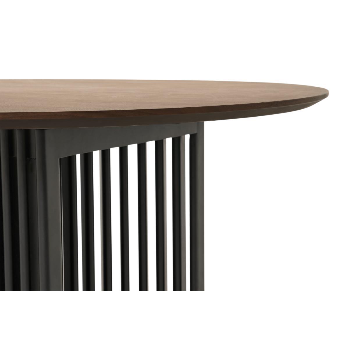 Zaragoza 4 Seat Round Dining Table, Walnut & Charcoal Black – image 6
