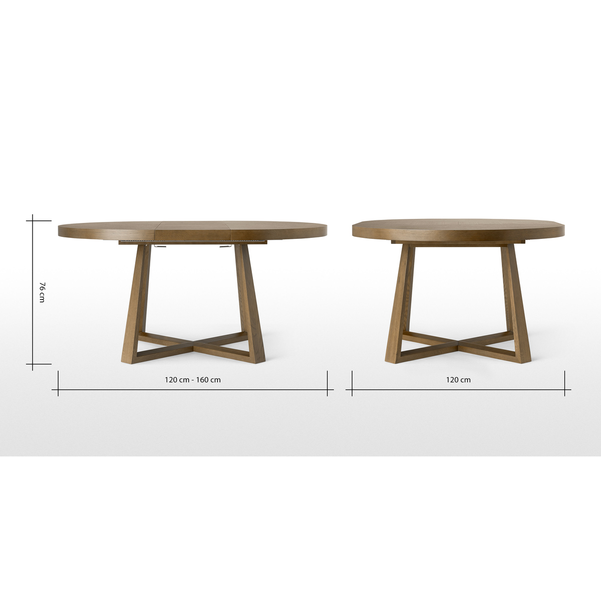 Belgrave 4- 6 Seat Round Extending Dining Table, Dark Stained Oak – image 9