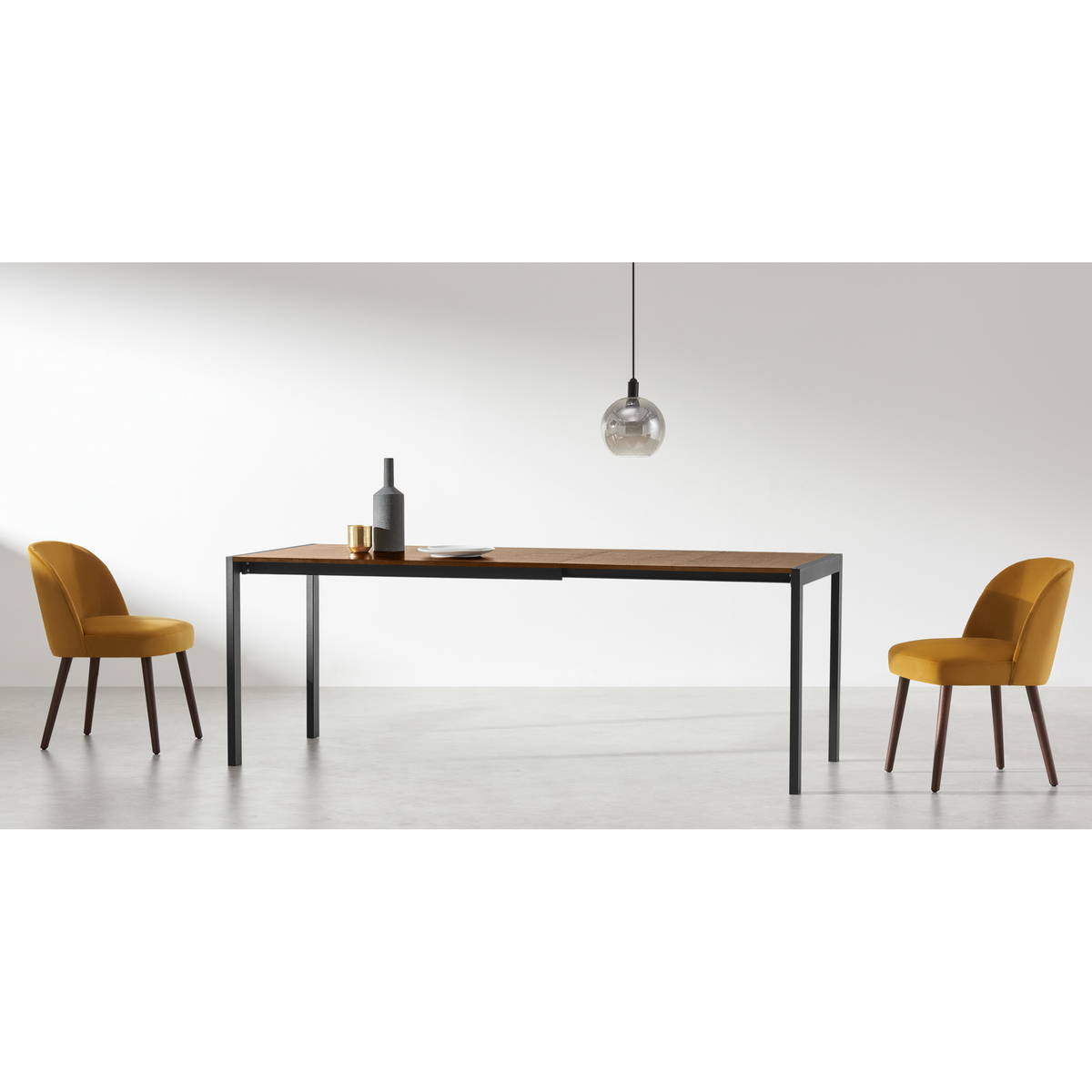 Swift 4-8 Seat Dining Table, Walnut & Black – image 2