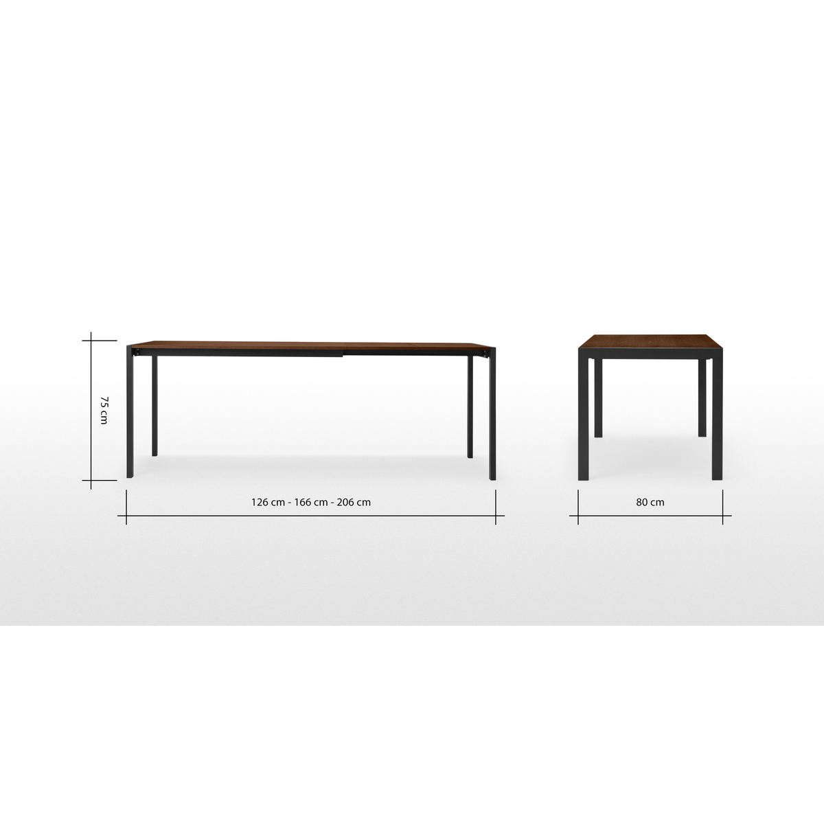 Swift 4-8 Seat Dining Table, Walnut & Black – image 9