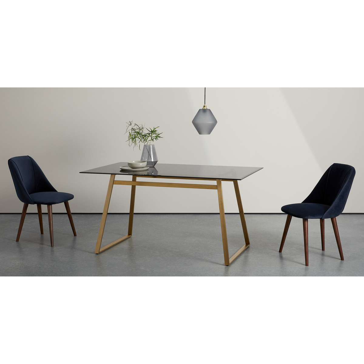 Haku 6 Seat Dining Table, Brass and Smoked glass – image 2