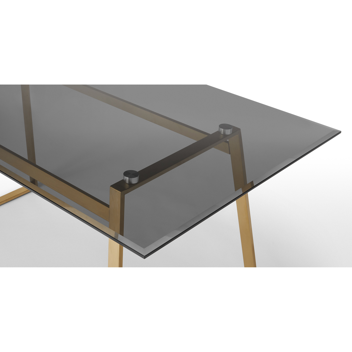 Haku 6 Seat Dining Table, Brass and Smoked glass – image 6