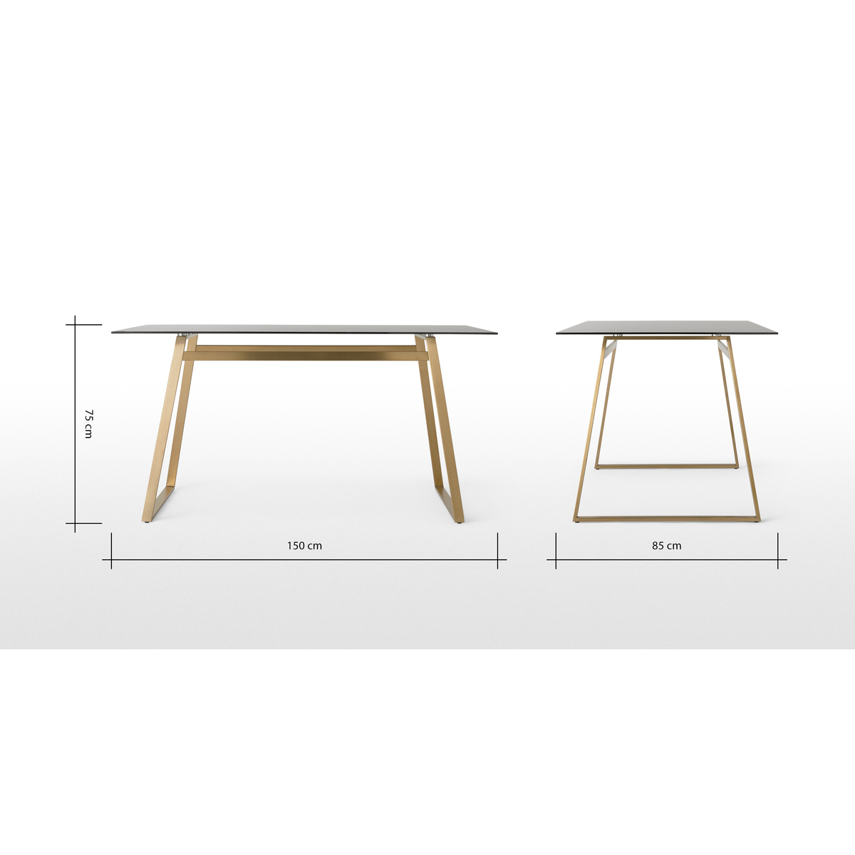 Haku 6 Seat Dining Table, Brass and Smoked glass – image 8