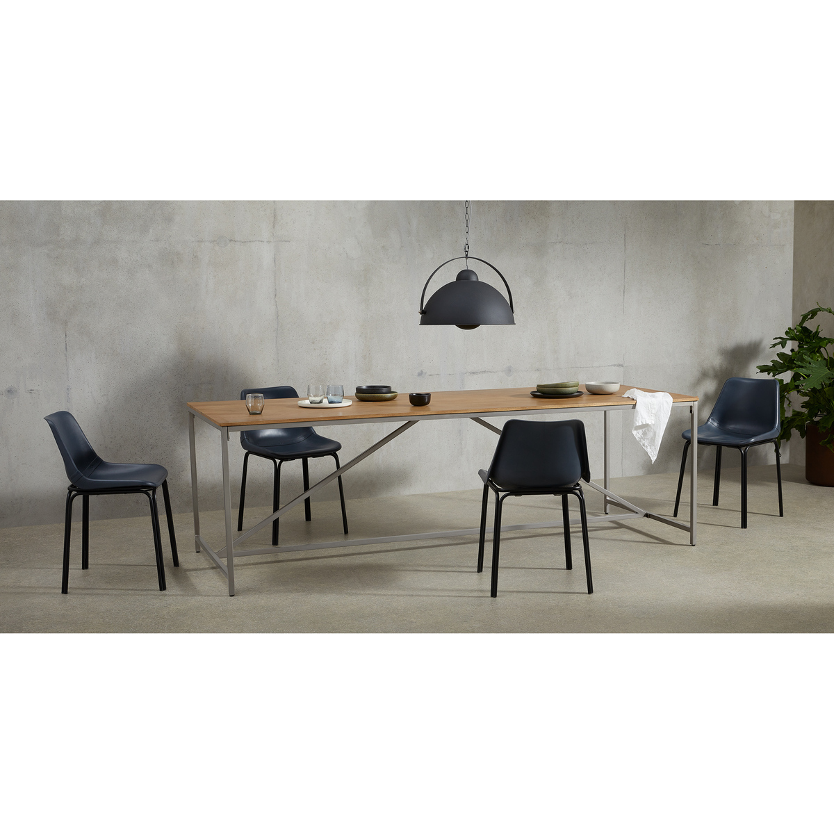 Lomond 10 Seat Dining Table, Honey Mango Wood & Brushed Steel – image 2