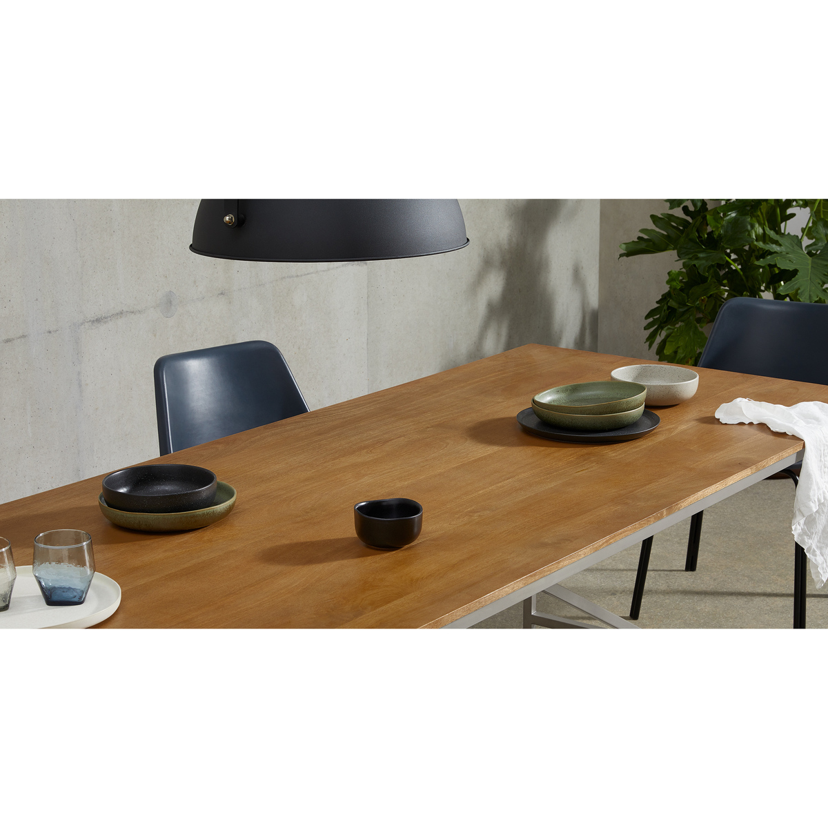 Lomond 10 Seat Dining Table, Honey Mango Wood & Brushed Steel – image 3