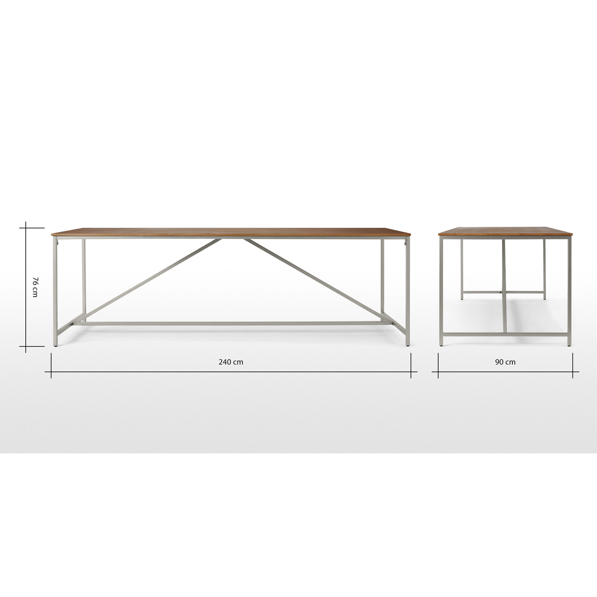 Lomond 10 Seat Dining Table, Honey Mango Wood & Brushed Steel – image 8