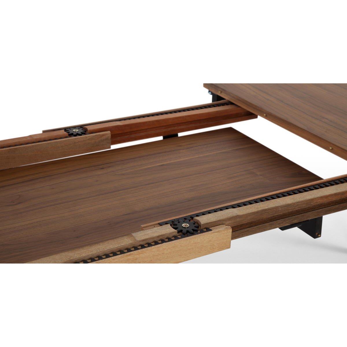 Pherson 8-12 Seat Double Extending Dining Table, Walnut and Black – image 7