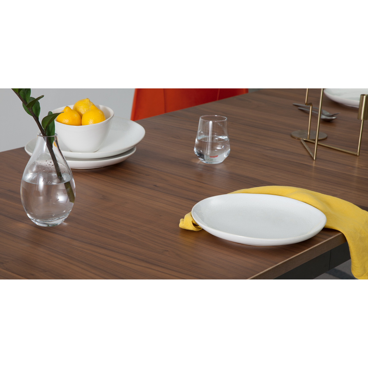 Pherson 8-12 Seat Double Extending Dining Table, Walnut and Black – image 8