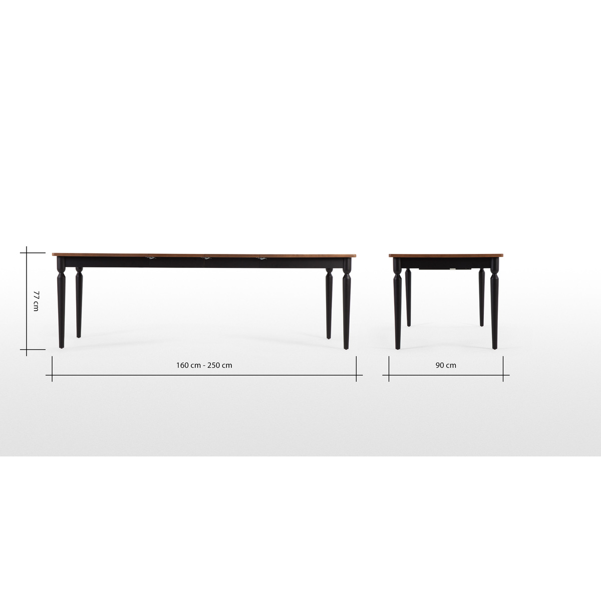 Pherson 8-12 Seat Double Extending Dining Table, Walnut and Black – image 10