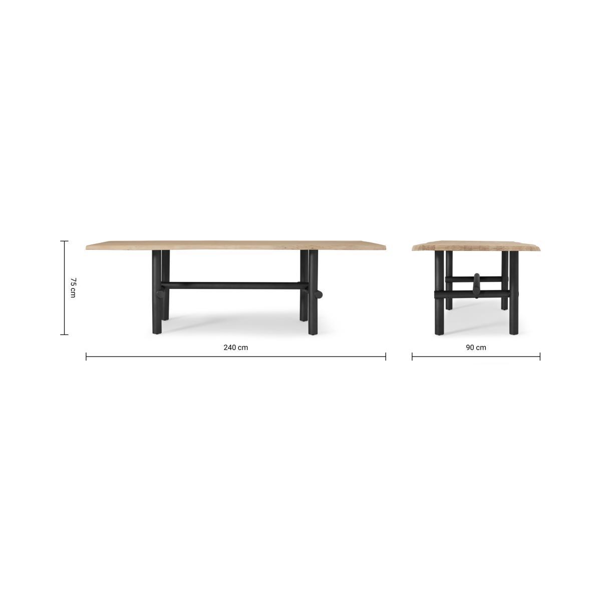 Finro 10 Seat Live Edge Dining Table, Acacia Wood & Black – image 8