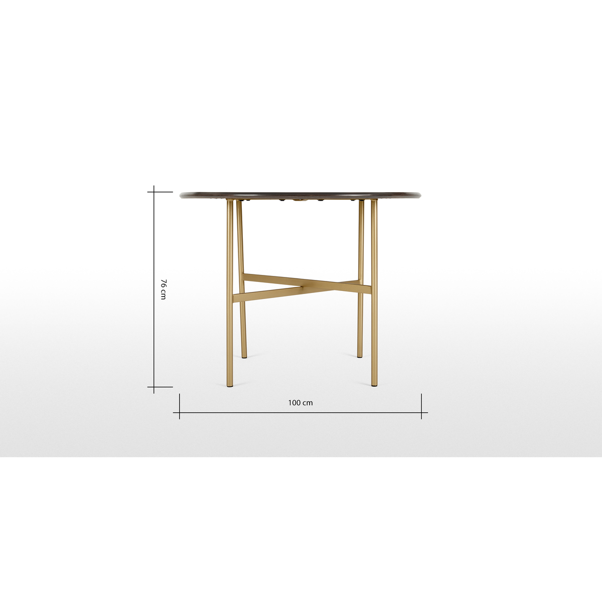 Bortolin 4 Seat Round Dining Table, Mango Wood and Brass – image 6