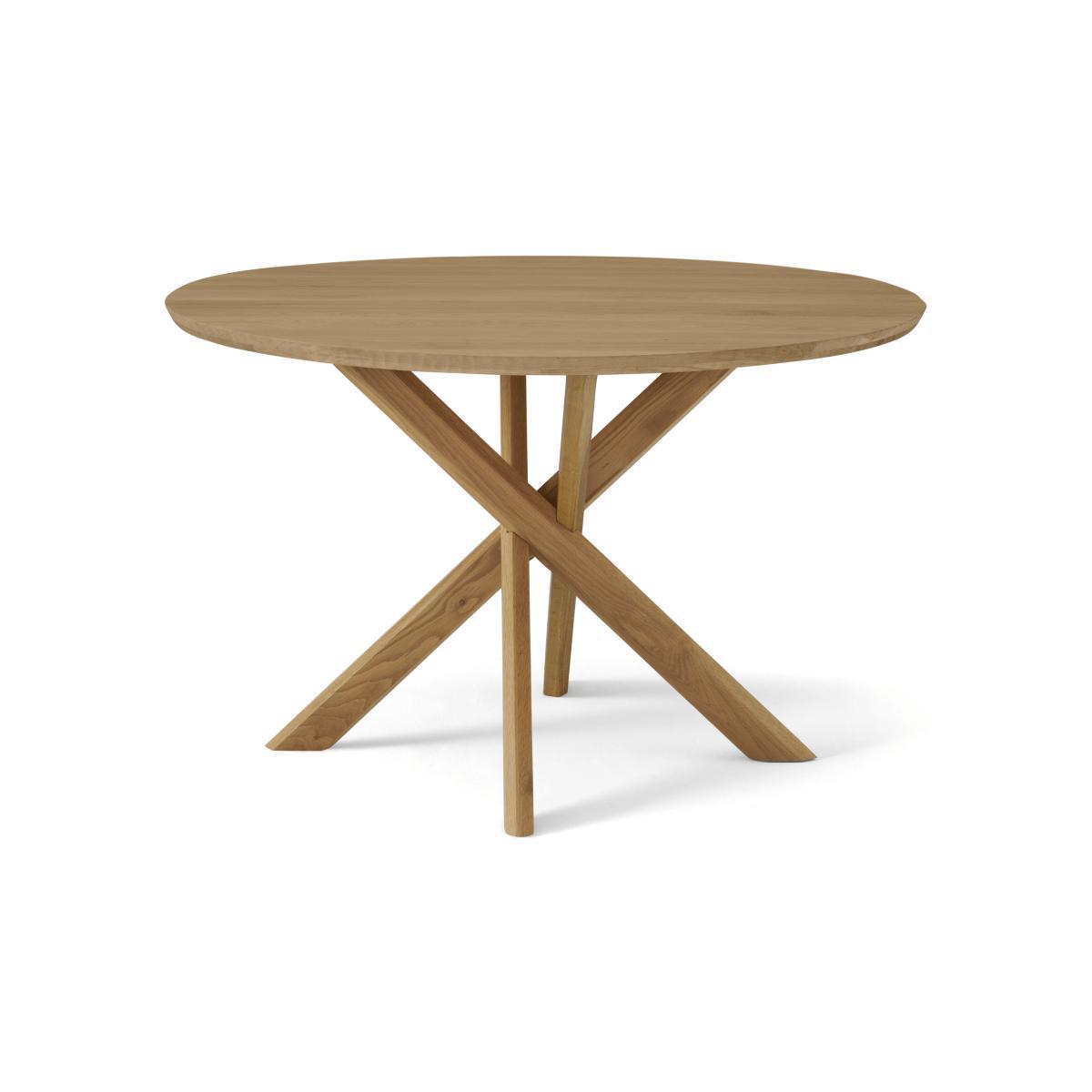 Abbon 4 Seat Round Dining Table, Textured Oak – image 3