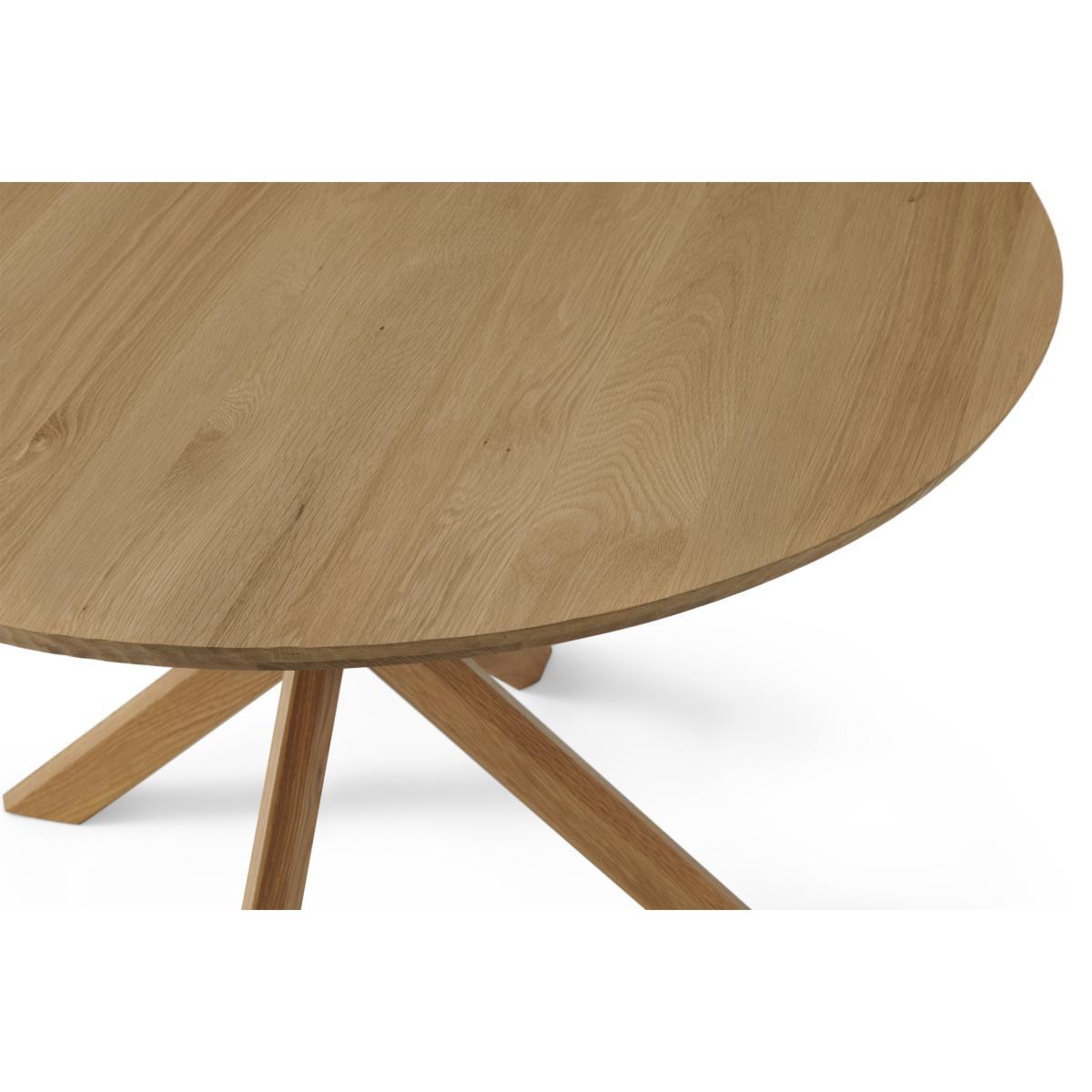 Abbon 4 Seat Round Dining Table, Textured Oak – image 4