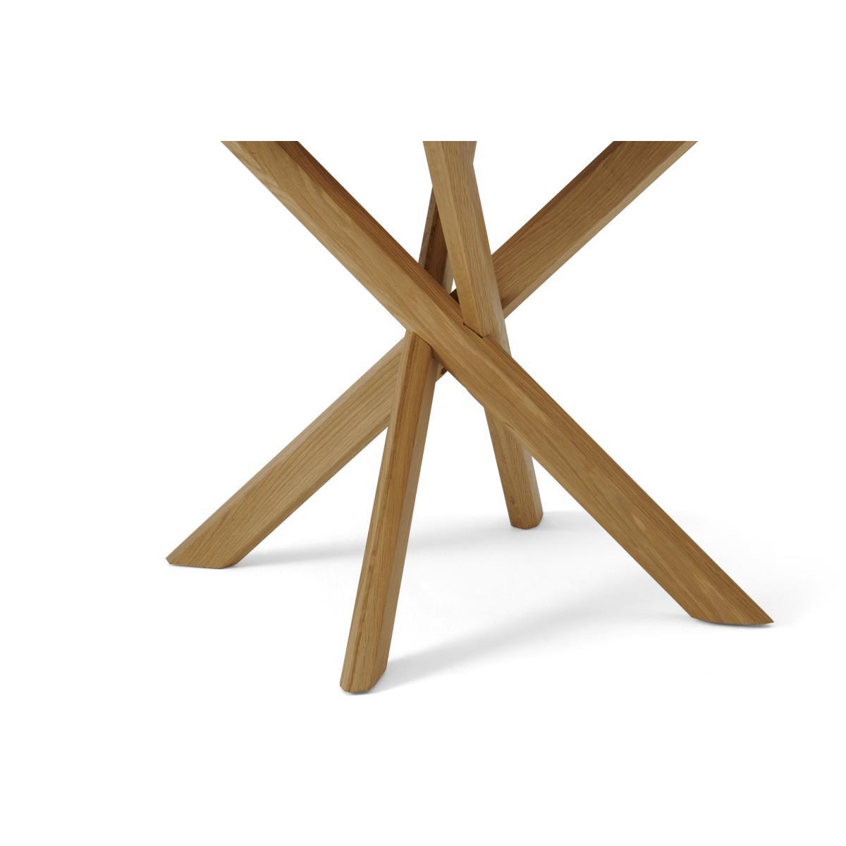 Abbon 4 Seat Round Dining Table, Textured Oak – image 5