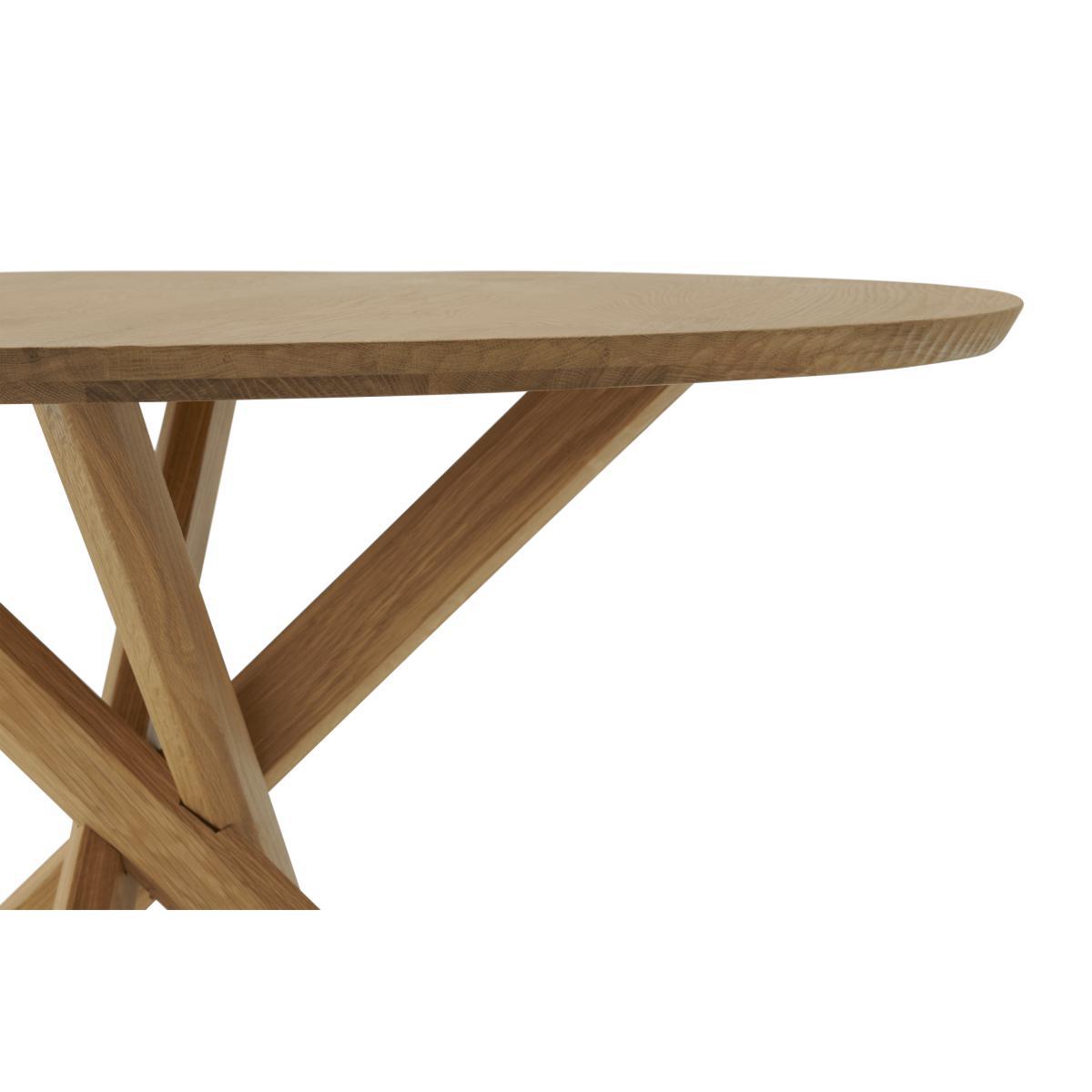 Abbon 4 Seat Round Dining Table, Textured Oak – image 6