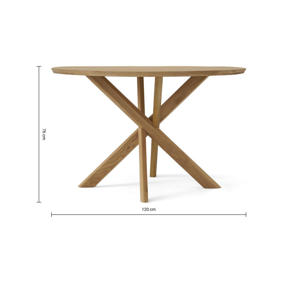 Abbon 4 Seat Round Dining Table, Textured Oak – image 8