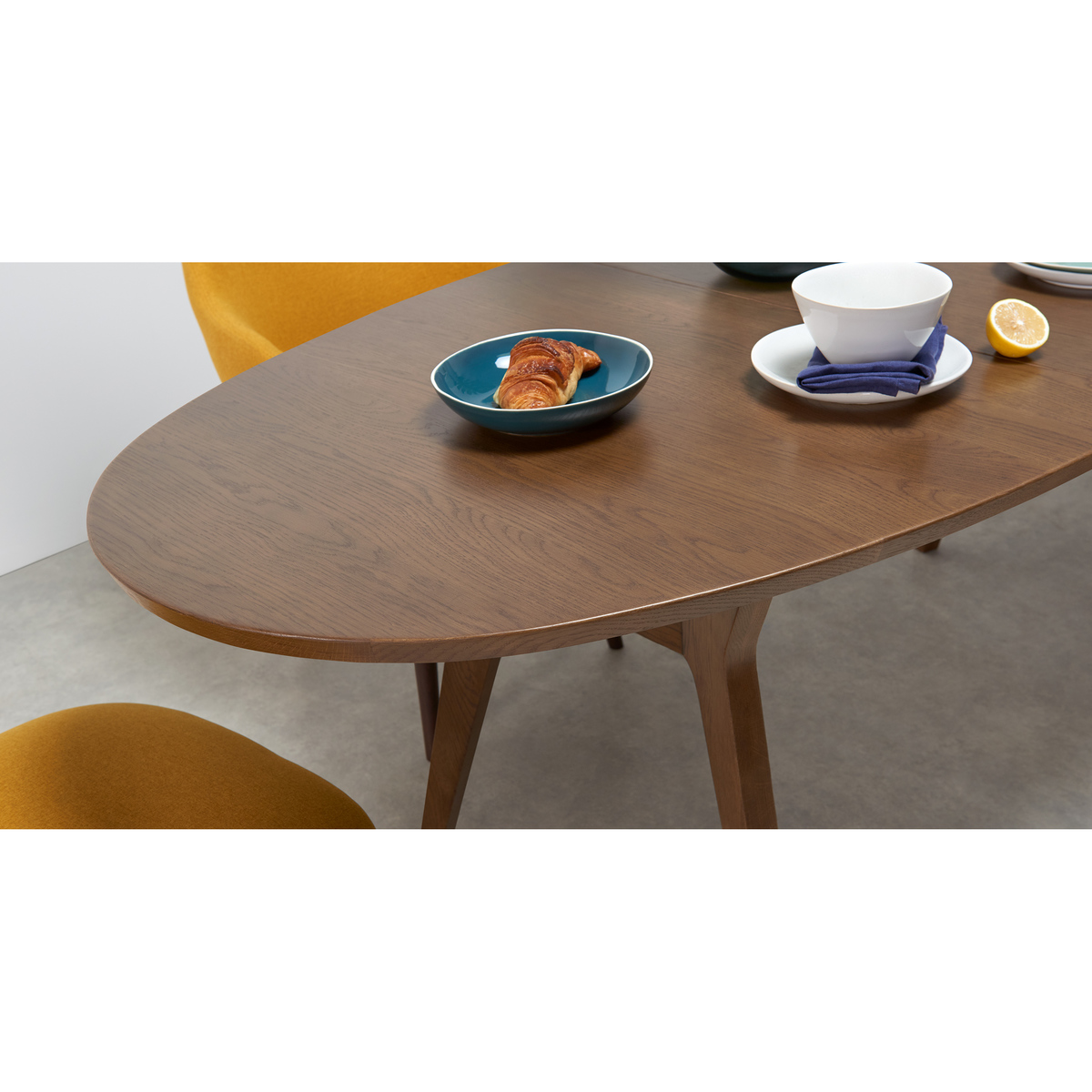 Jenson 6-8 Seat Oval Extending Dining Table, Dark Stain Oak – image 3