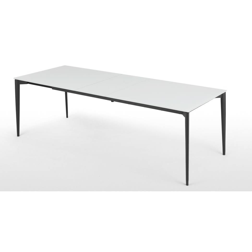 Tandil Extending Dining Table, White Glass – image 2
