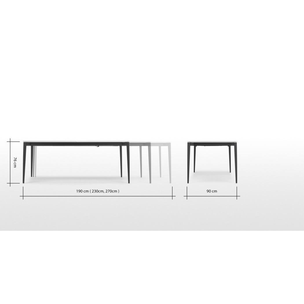 Tandil Extending Dining Table, White Glass – image 4