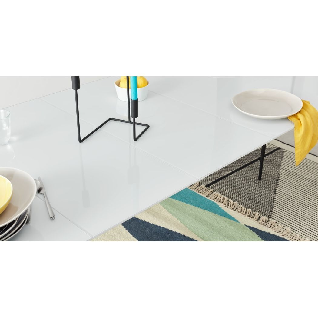 Tandil Extending Dining Table, White Glass – image 6