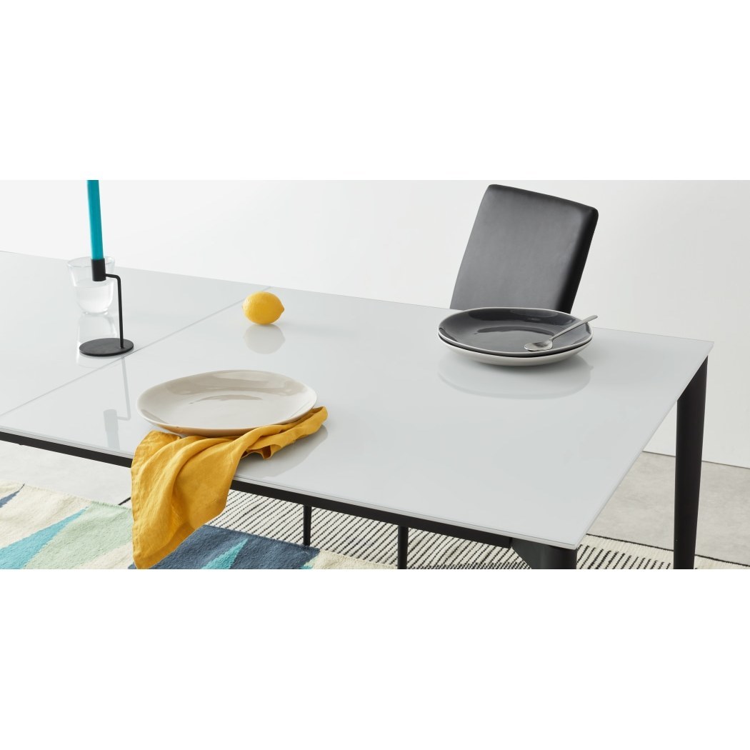 Tandil Extending Dining Table, White Glass – image 7