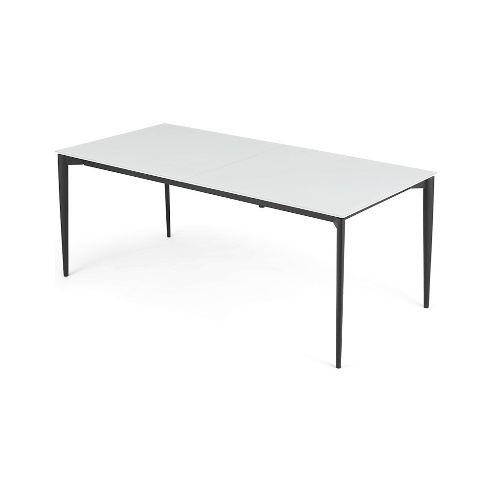 Tandil Extending Dining Table, White Glass – image 1