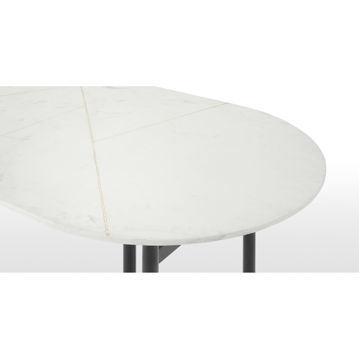 Tanaro 6 Seat Oval Dining Table, Marble and Brass – image 6