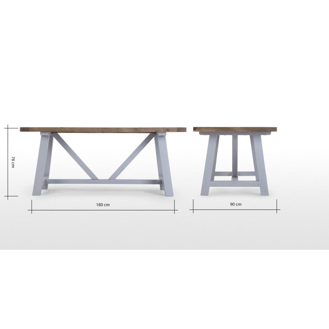 Iona Large Dining Table, Solid Pine and Pebble Grey – image 8