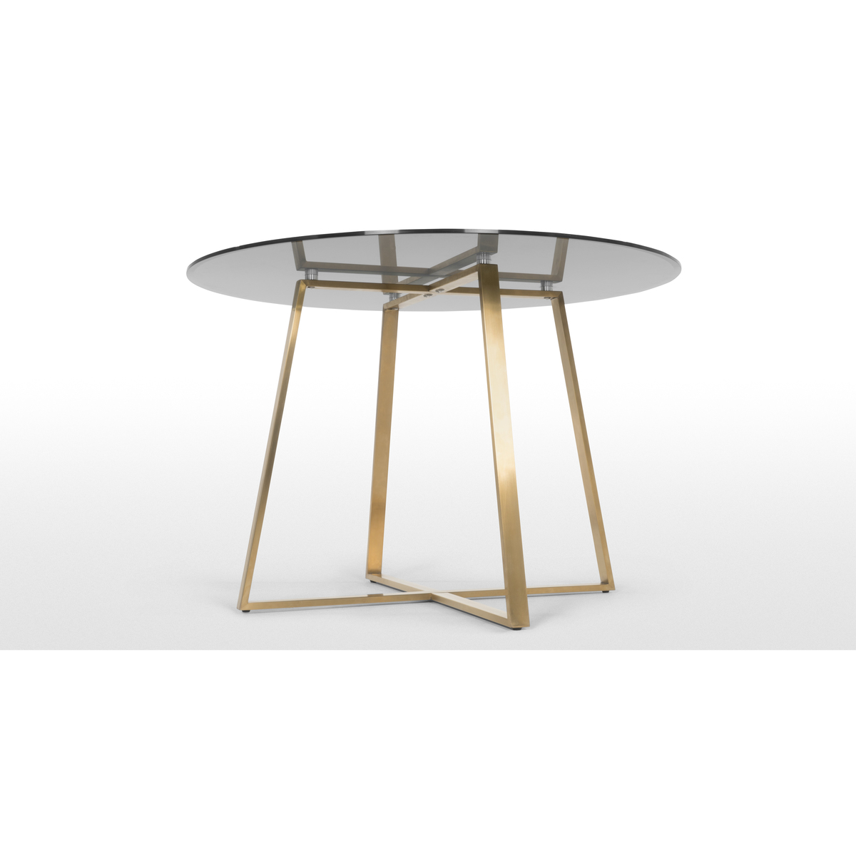 Haku 4 Seat Round Large Dining Table, Brass and smoked glass – image 4