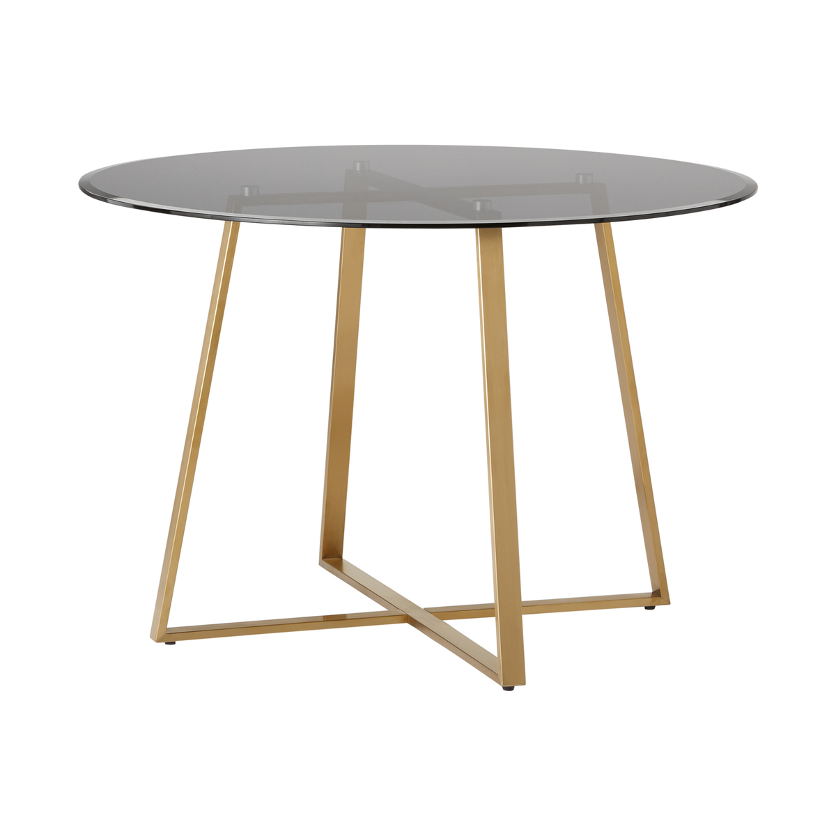 Haku 4 Seat Round Large Dining Table, Brass and smoked glass – image 8