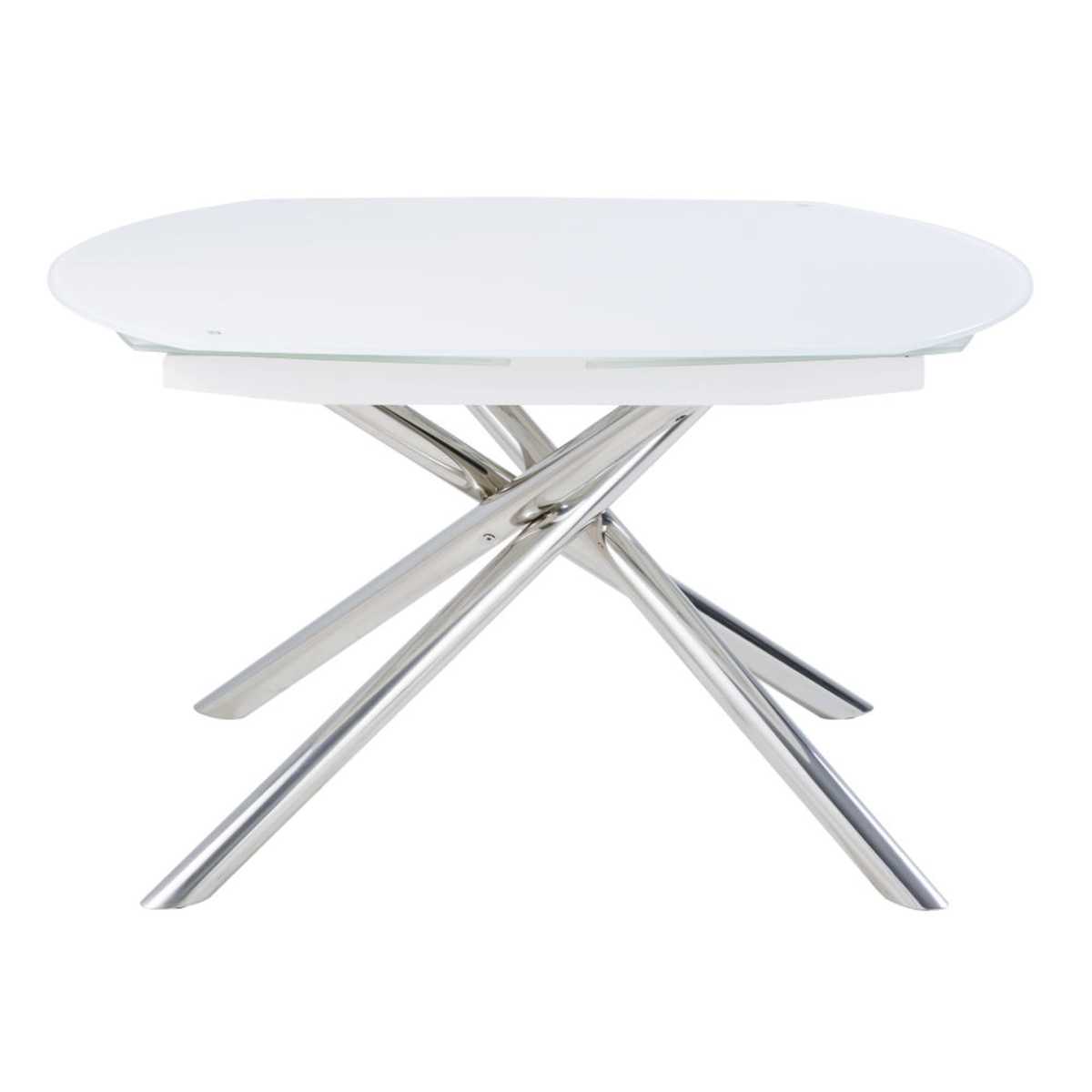 8-10-Seater White Glass and Steel Extendable Dining Table W130-190 Astra – image 3