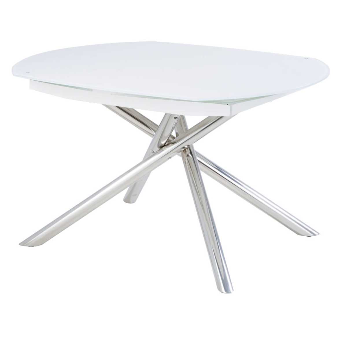 8-10-Seater White Glass and Steel Extendable Dining Table W130-190 Astra – image 4