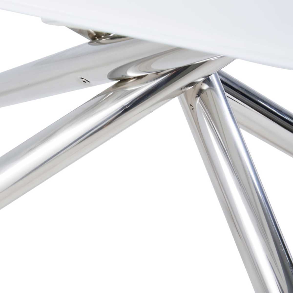 8-10-Seater White Glass and Steel Extendable Dining Table W130-190 Astra – image 5