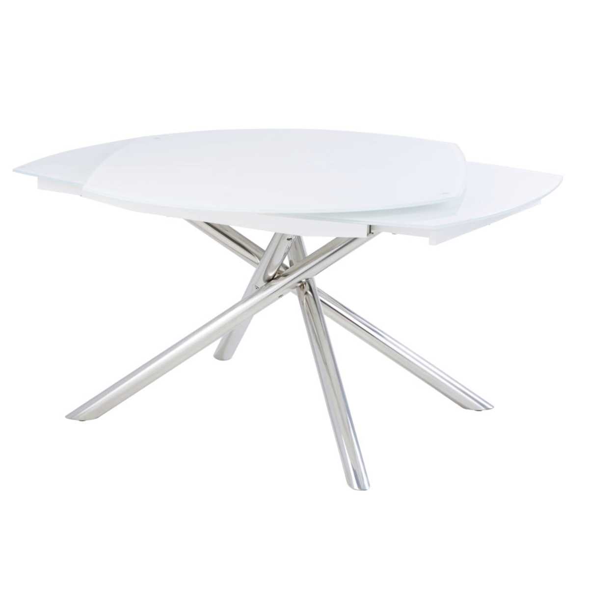 8-10-Seater White Glass and Steel Extendable Dining Table W130-190 Astra – image 6