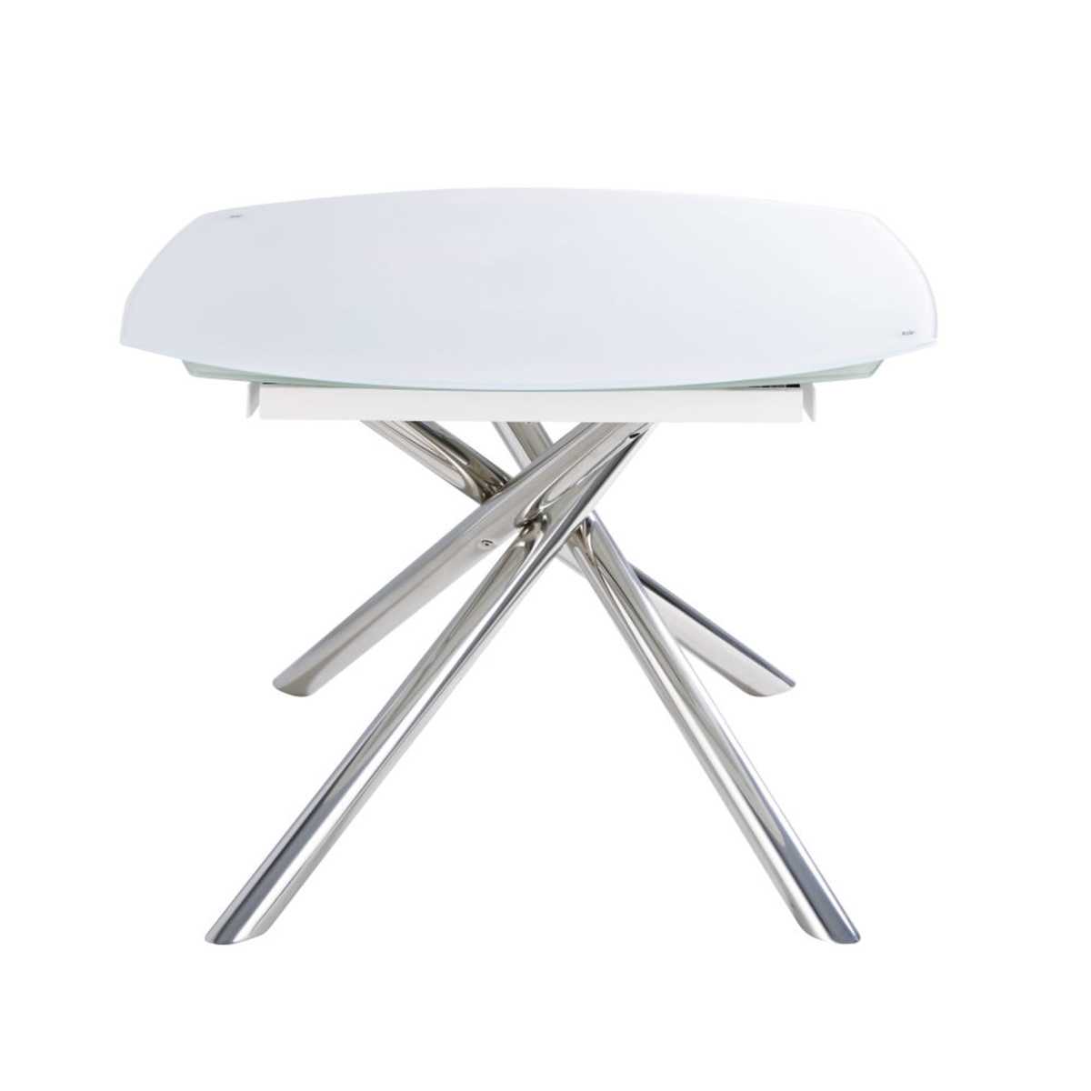 8-10-Seater White Glass and Steel Extendable Dining Table W130-190 Astra – image 7