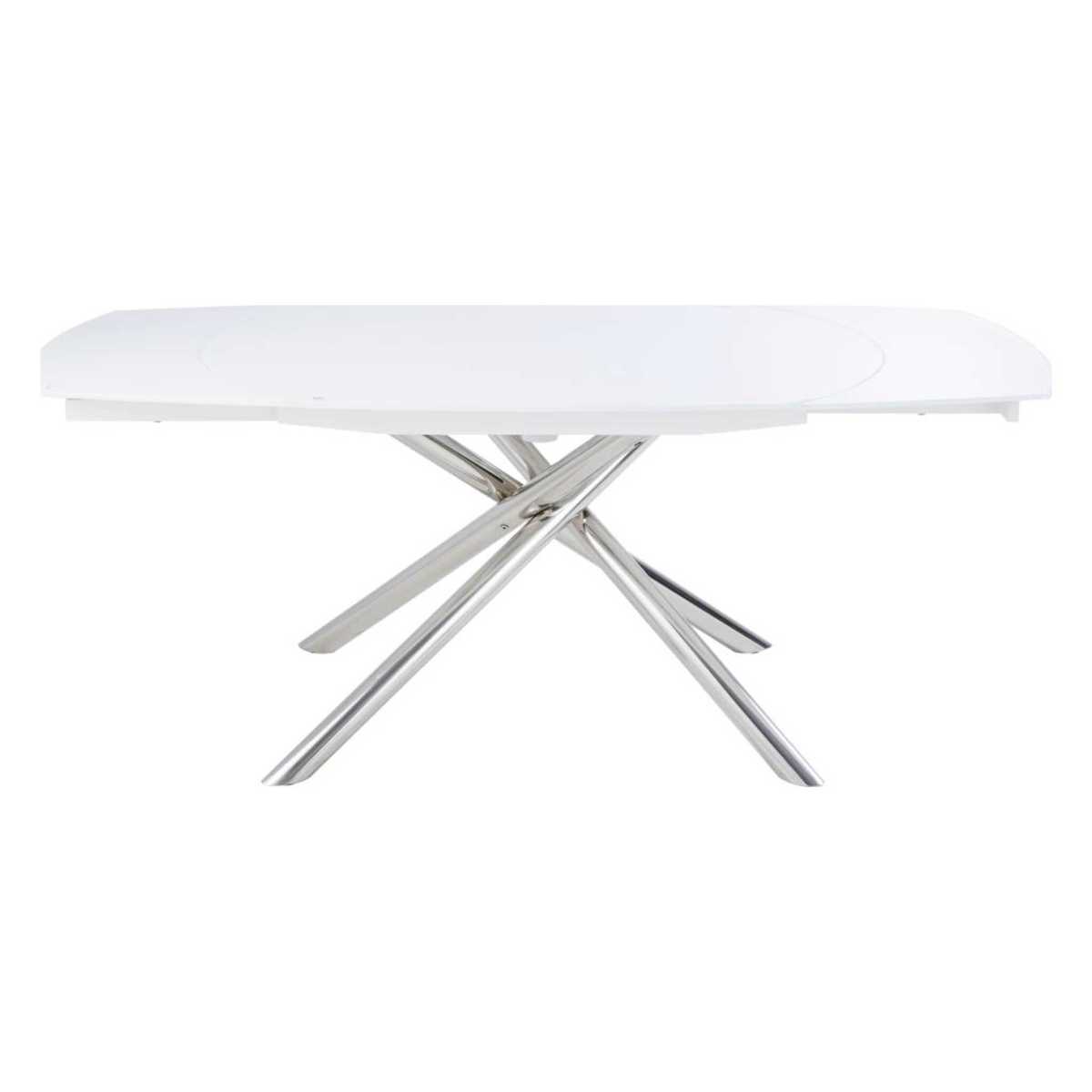 8-10-Seater White Glass and Steel Extendable Dining Table W130-190 Astra – image 2