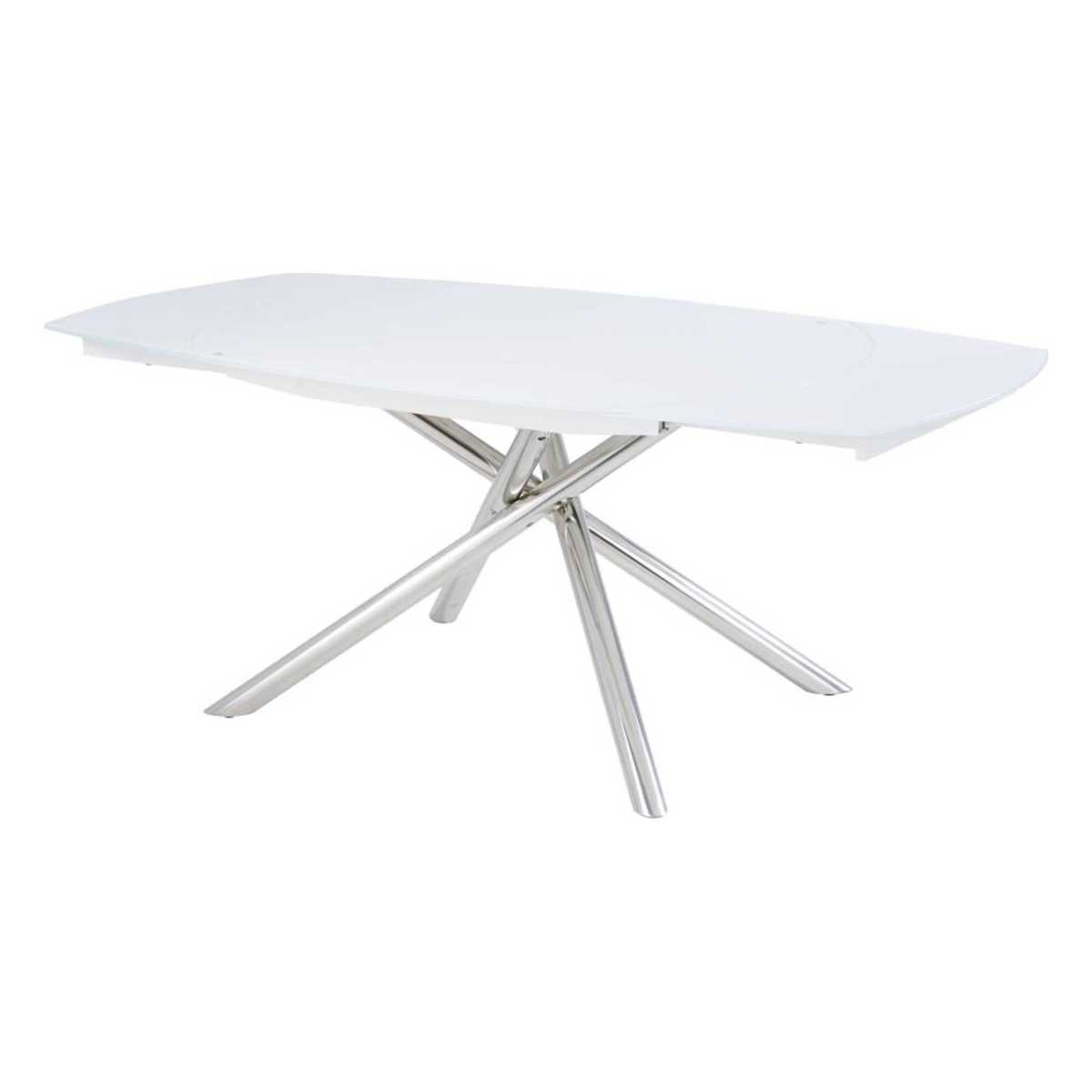 8-10-Seater White Glass and Steel Extendable Dining Table W130-190 Astra – image 1