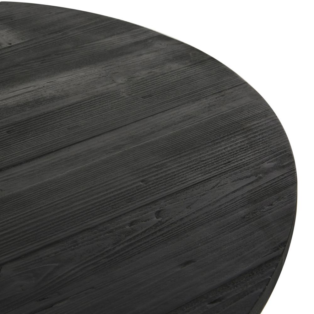 6/8-person dining table in black recycled pine D140cm – image 2