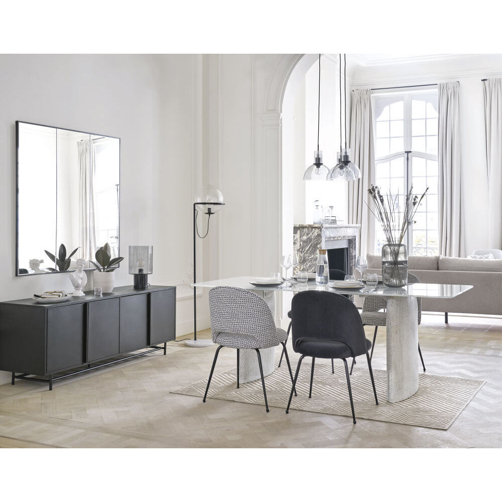 8/10-person white tempered glass and terrazzo print dining table L230cm – image 3