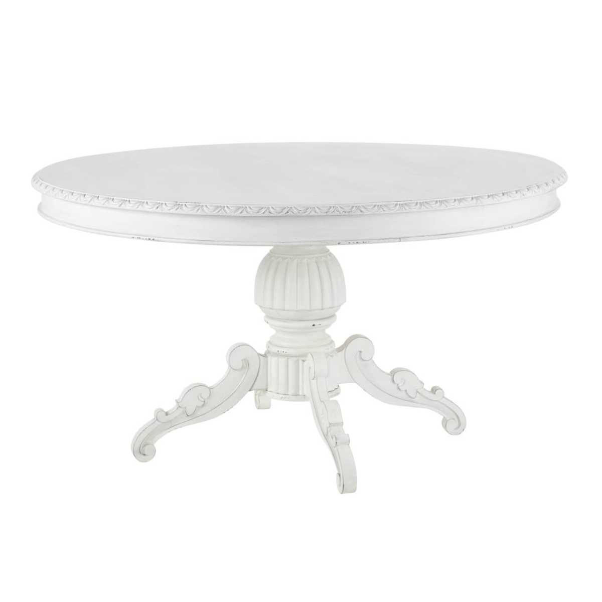 White 4-6 Seater Dining Table with Patina D140 Solenn – image 2