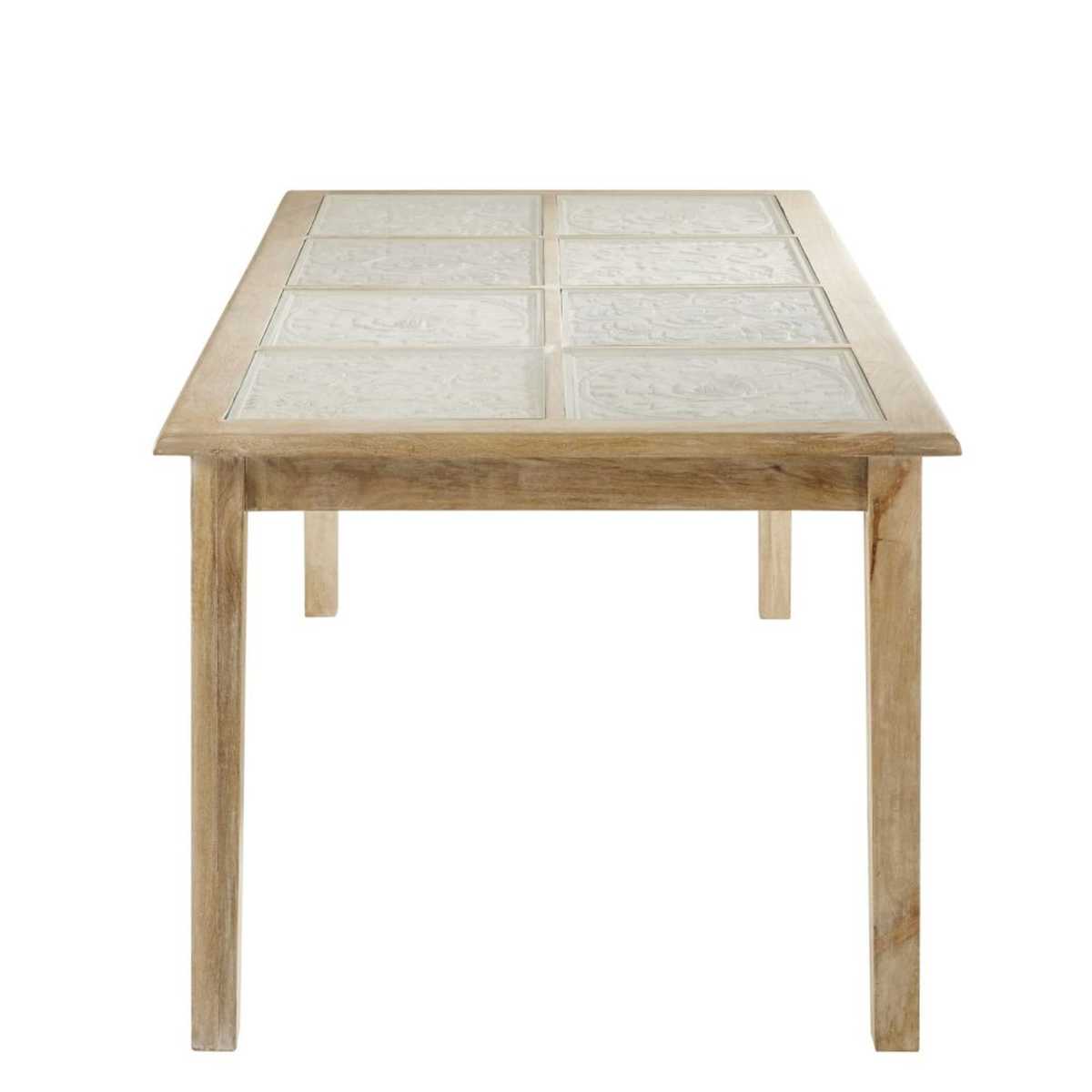 Solid Mango Wood and Glass 8-Seater Dining Table W180 Annapurna – image 3