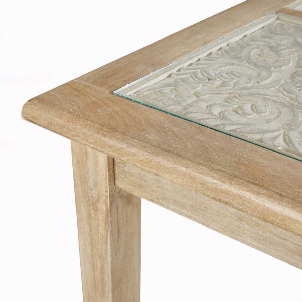 Solid Mango Wood and Glass 8-Seater Dining Table W180 Annapurna – image 6