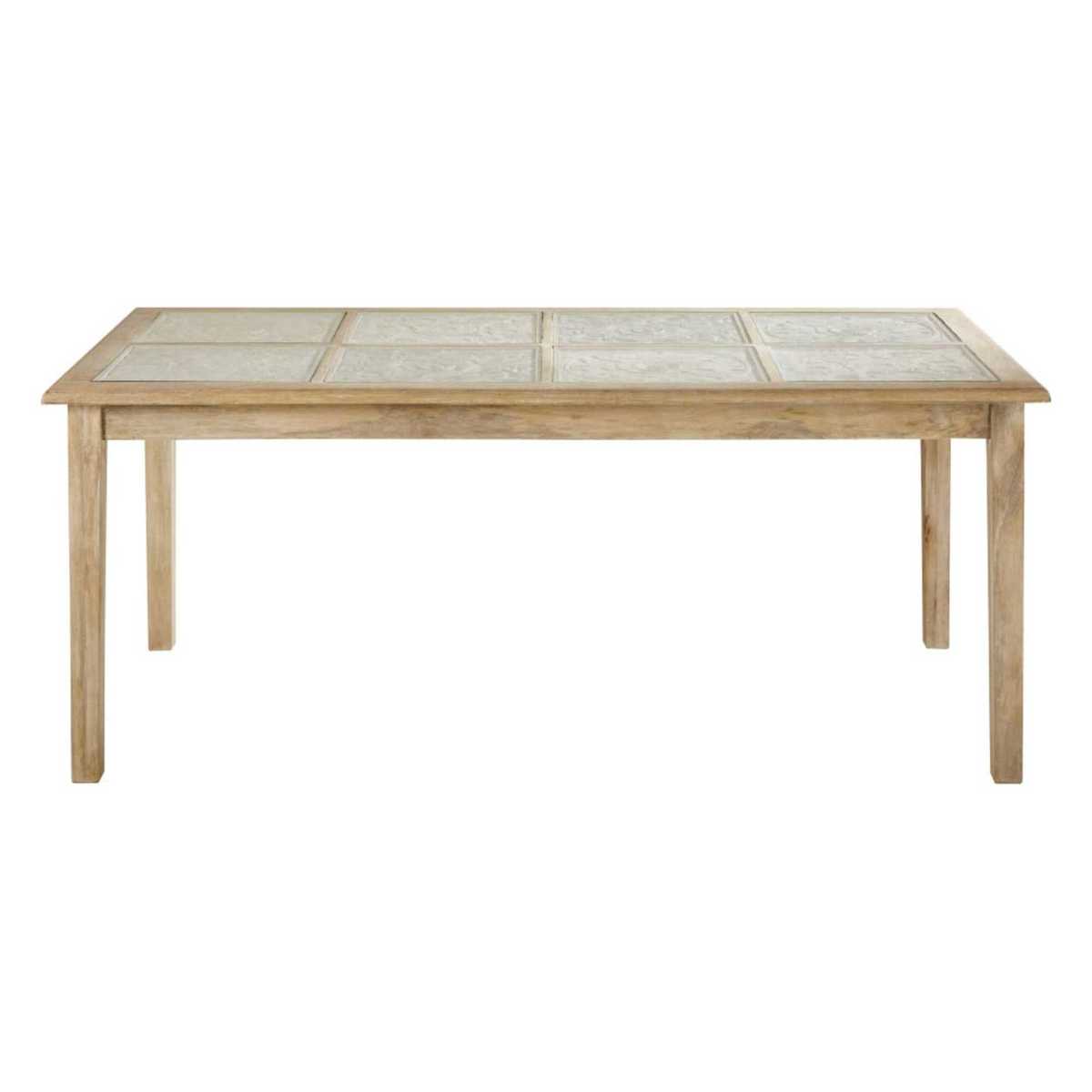 Solid Mango Wood and Glass 8-Seater Dining Table W180 Annapurna – image 2