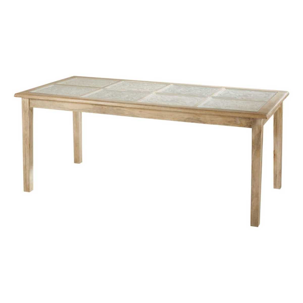 Solid Mango Wood and Glass 8-Seater Dining Table W180 Annapurna – image 1